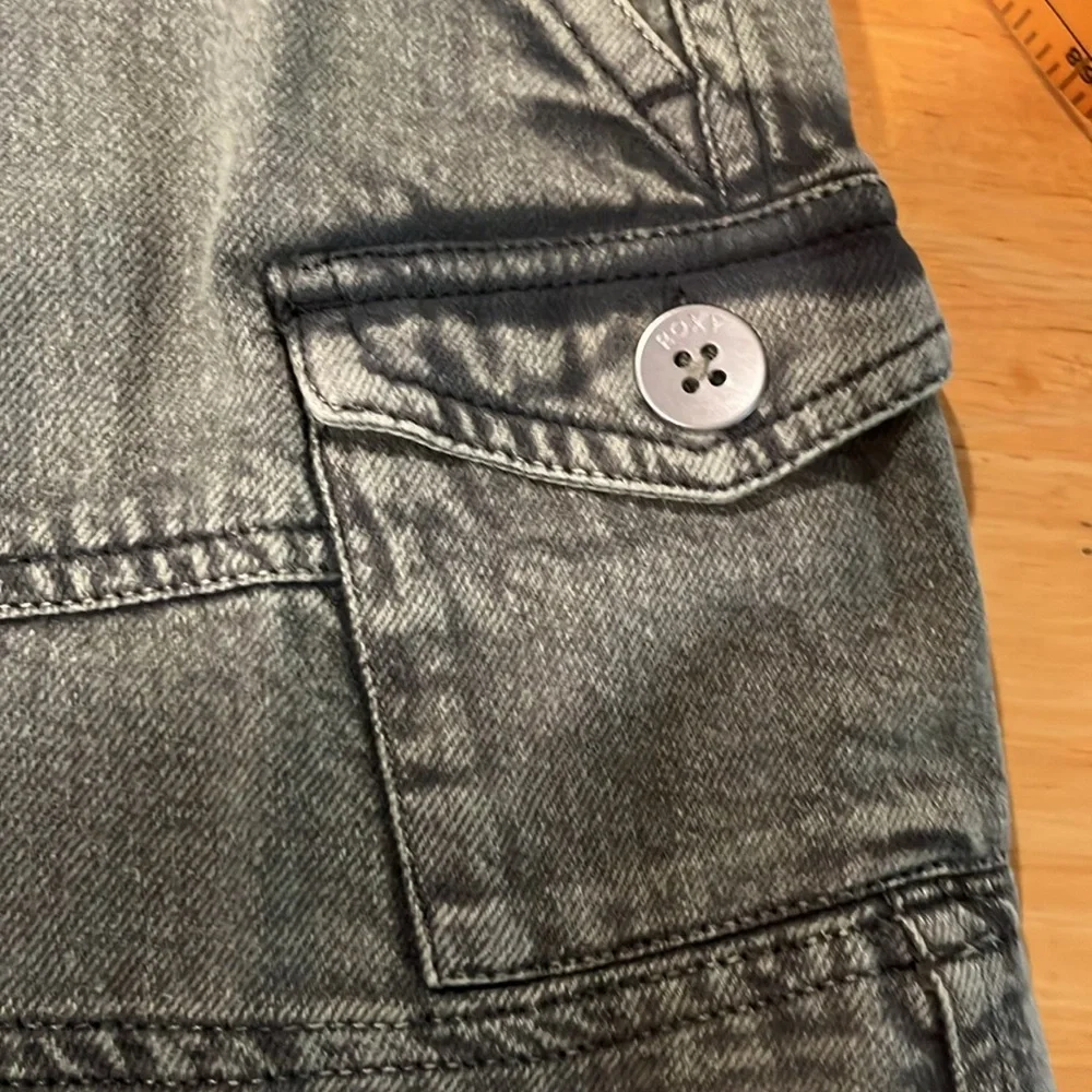 🛍️# 2379 NWT ROXY Cotton Green Jean Mini - Picture 5 of 10